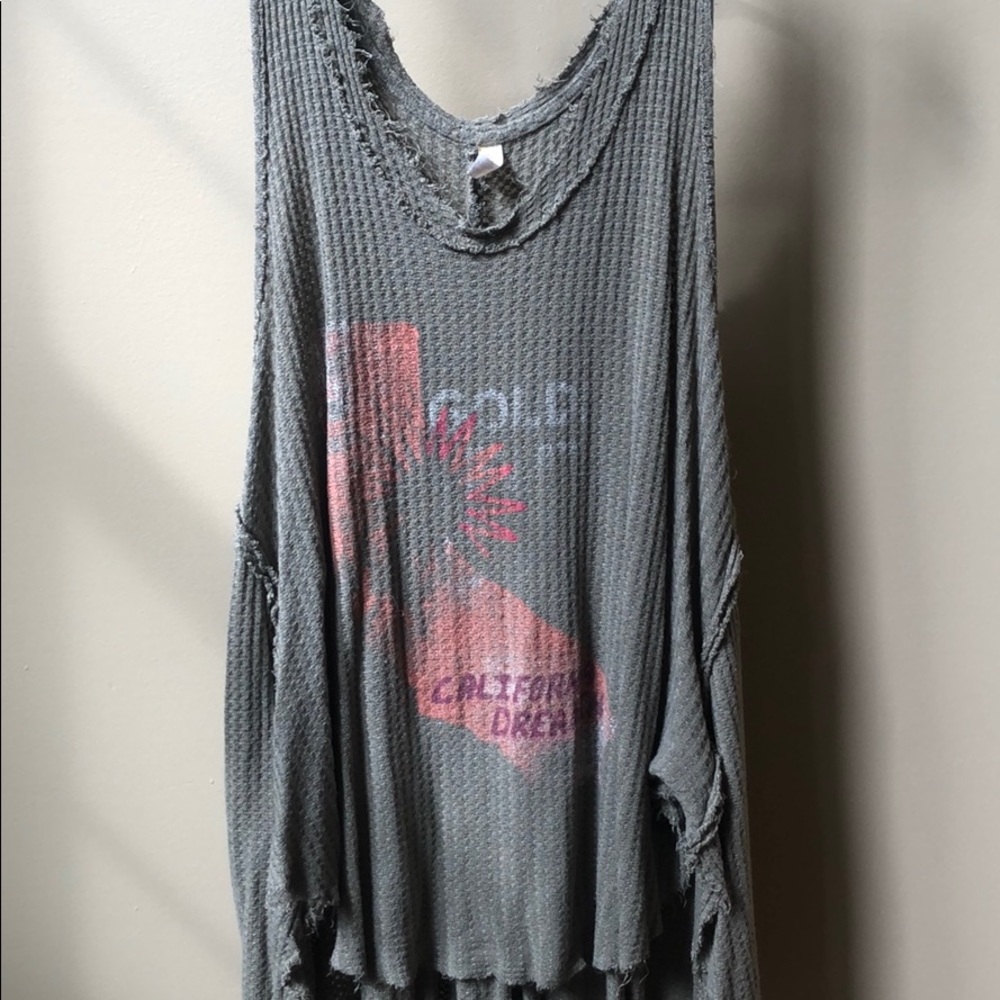 Free people waffle knit oversized tank top